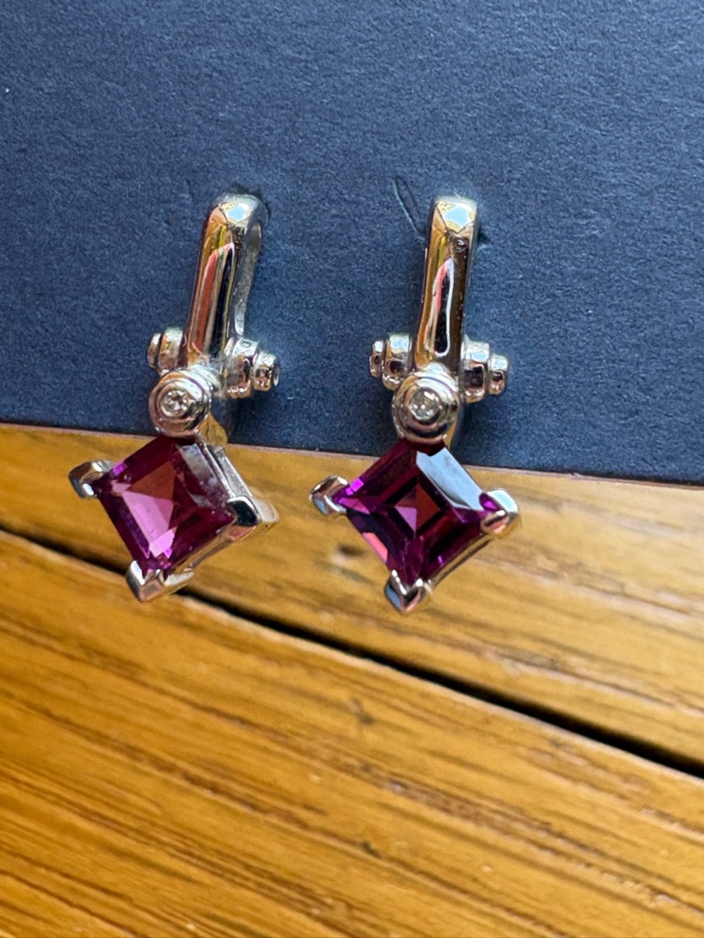 Zales Amethyst White Gold Earrings with Diamond Accent
